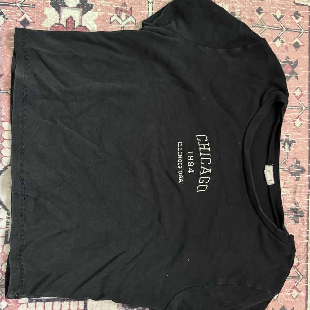 Garage Black Crop Top with Graphic Design